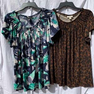 2 Great Tops Style & Co.Short Sleeves Pleated Neck